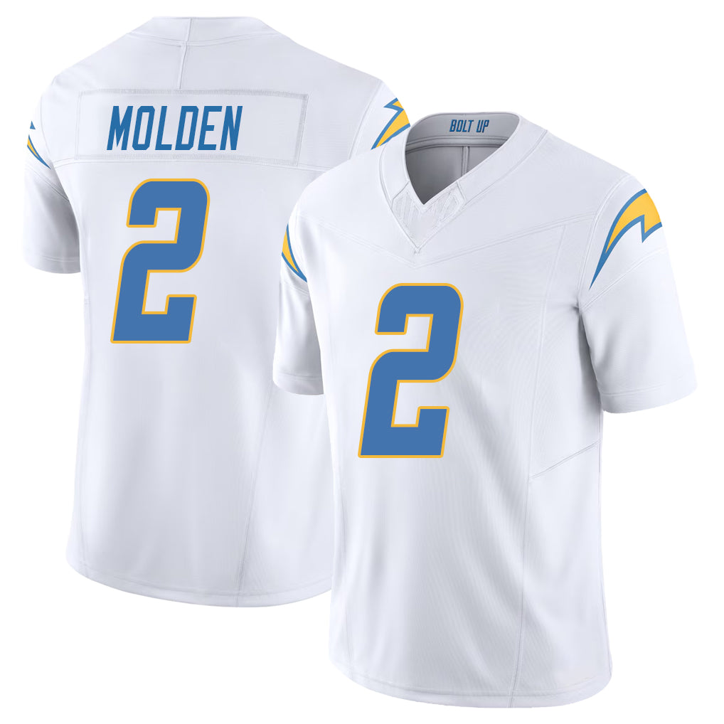 Los Angeles C #2 Molden Player Football V Neck Short Sleeve White Jersey Elijah For Men Youth Women Gift