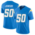 Los Angeles C #50 Johnson Player Football V Neck Short Sleeve Blue Jersey Emany For Men Youth Women Gift