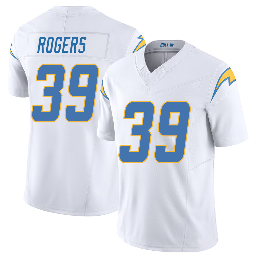 Los Angeles C #39 Rogers Player Football V Neck Short Sleeve White Jersey Eric For Men Youth Women Gift