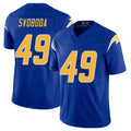 Los Angeles C #49 Svoboda Player Football V Neck Short Sleeve Royal Jersey Evan For Men Youth Women Gift