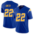 Los Angeles C #22 Smith Player Football V Neck Short Sleeve Royal Jersey Genesis For Men Youth Women Gift