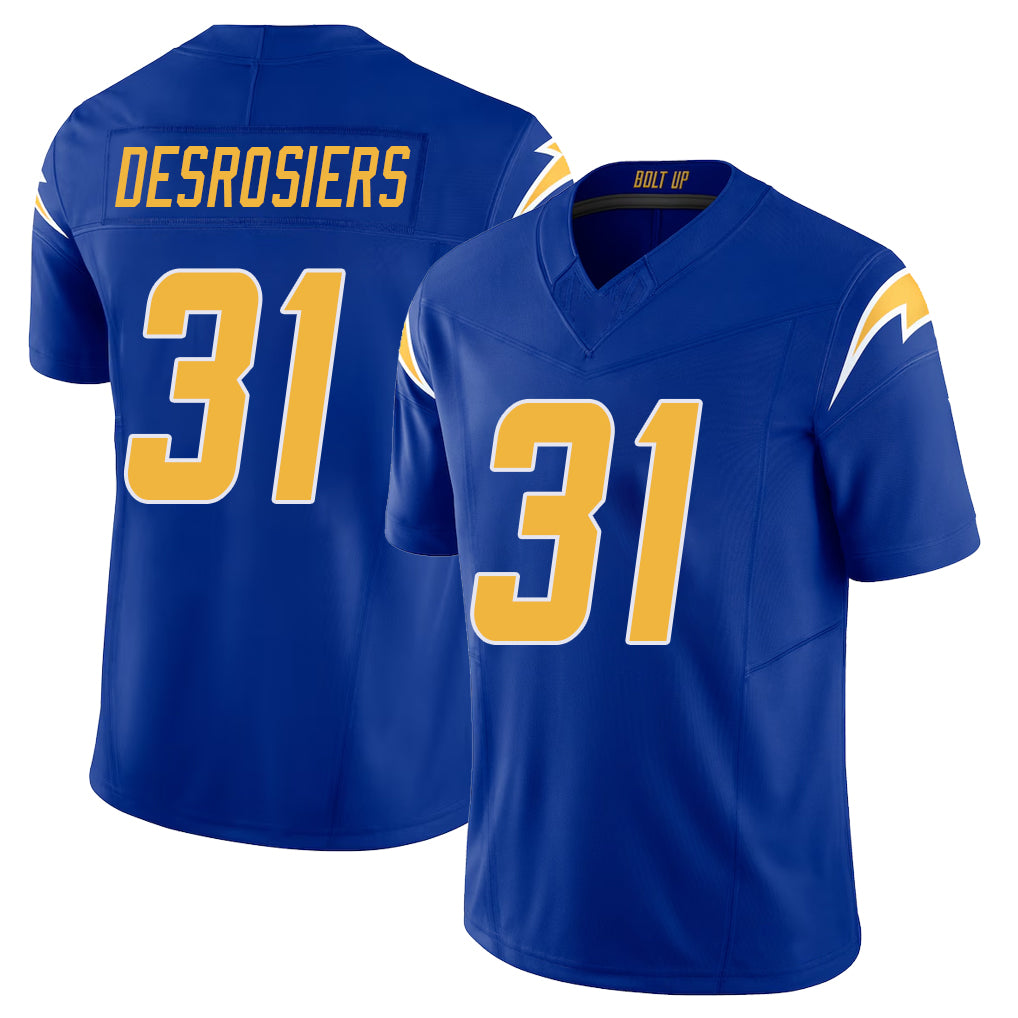 Los Angeles C #31 Desrosiers Player Football V Neck Short Sleeve Royal Jersey Gregory For Men Youth Women Gift