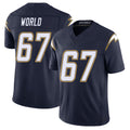 Los Angeles C #67 World Player Football V Neck Short Sleeve Navy Jersey Isaiah For Men Youth Women Gift