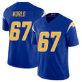 Los Angeles C #67 World Player Football V Neck Short Sleeve Royal Jersey Isaiah For Men Youth Women Gift