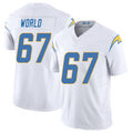 Los Angeles C #67 World Player Football V Neck Short Sleeve White Jersey Isaiah For Men Youth Women Gift