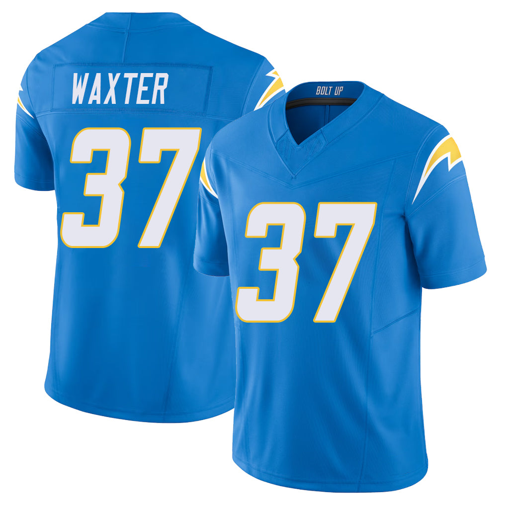 Los Angeles C #37 Waxter Player Football V Neck Short Sleeve Blue Jersey Isas For Men Youth Women Gift