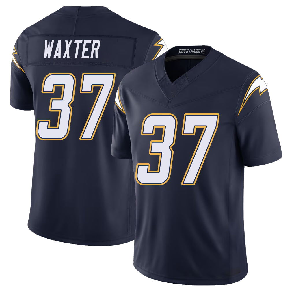 Los Angeles C #37 Waxter Player Football V Neck Short Sleeve Navy Jersey Isas For Men Youth Women Gift