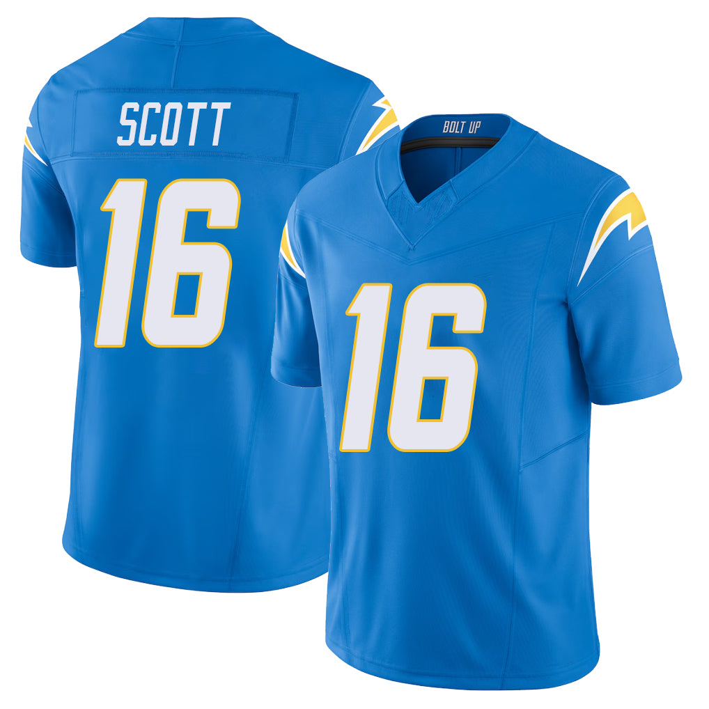 Los Angeles C #16 Scott Player Football V Neck Short Sleeve Blue Jersey J.K. For Men Youth Women Gift