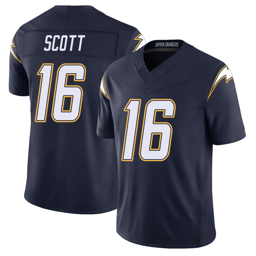 Los Angeles C #16 Scott Player Football V Neck Short Sleeve Navy Jersey J.K. For Men Youth Women Gift