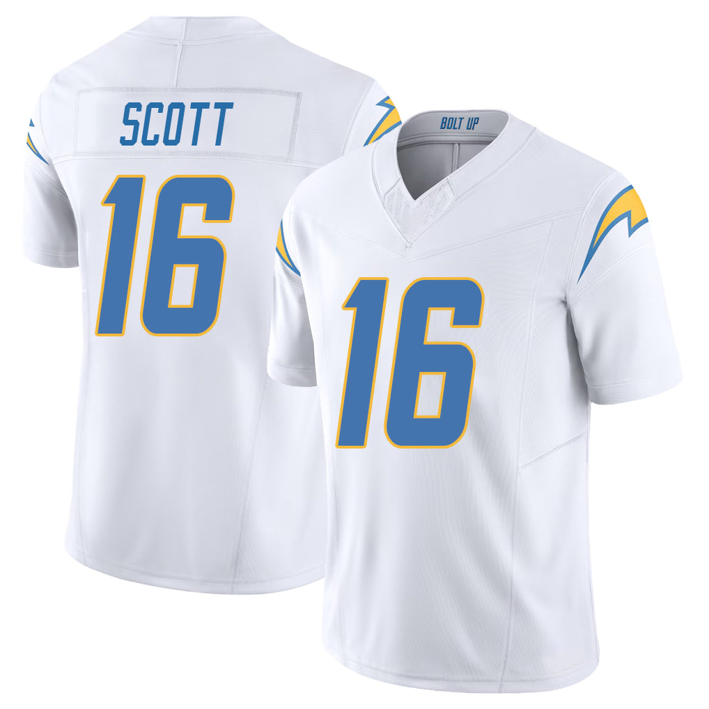 Los Angeles C #16 Scott Player Football V Neck Short Sleeve White Jersey J.K. For Men Youth Women Gift