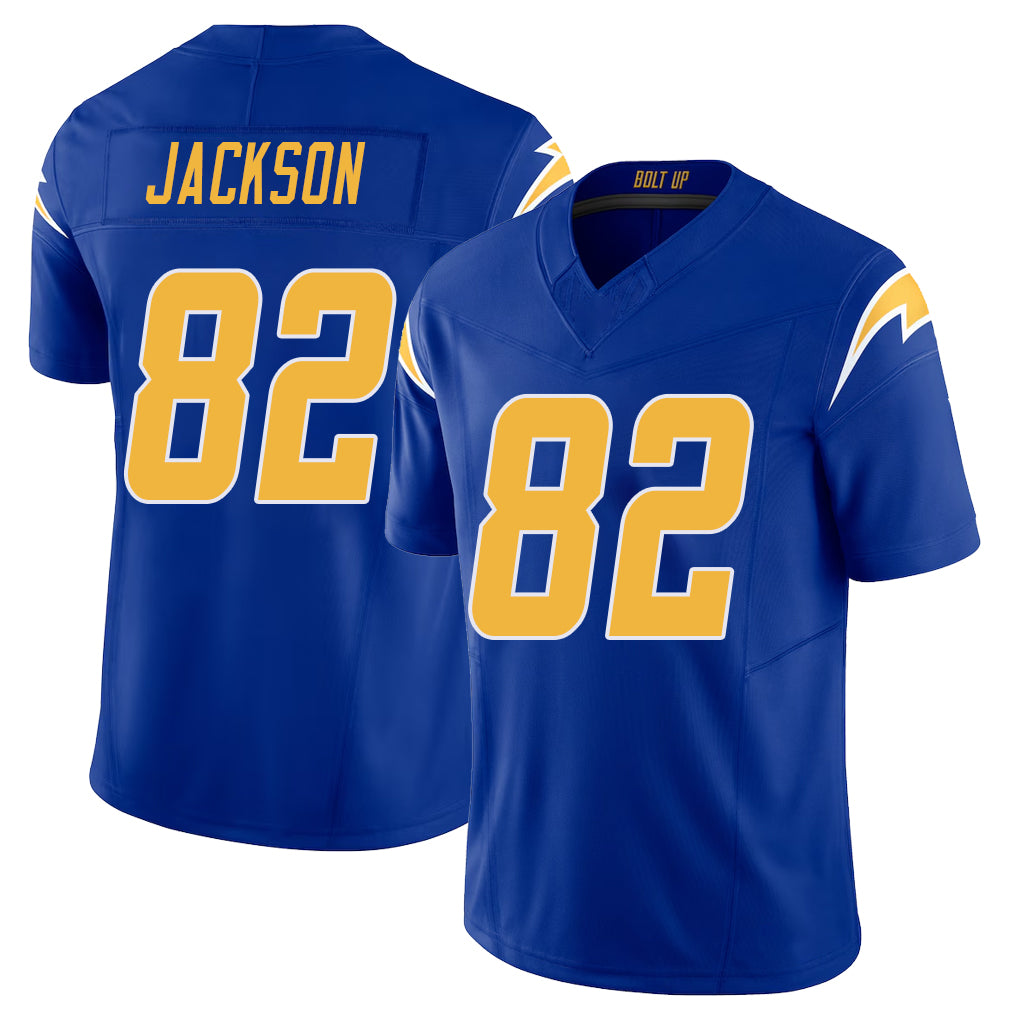 Los Angeles C #82 Jackson Player Football V Neck Short Sleeve Royal Jersey JaQuae For Men Youth Women Gift