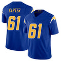 Los Angeles C #61 Carter Player Football V Neck Short Sleeve Royal Jersey Jahmeer For Men Youth Women Gift