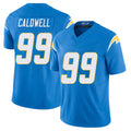 Los Angeles C #99 Caldwell Player Football V Neck Short Sleeve Blue Jersey Jamaree For Men Youth Women Gift