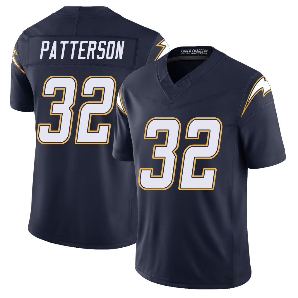 Los Angeles C #32 Patterson Player Football V Neck Short Sleeve Navy Jersey Jaret For Men Youth Women Gift