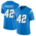 Los Angeles C #42 Pascuzzi Player Football V Neck Short Sleeve Blue Jersey Johnny For Men Youth Women Gift