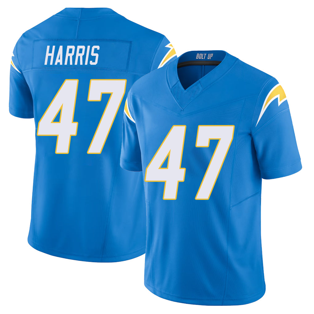 Los Angeles C #47 Harris Player Football V Neck Short Sleeve Blue Jersey Josh For Men Youth Women Gift