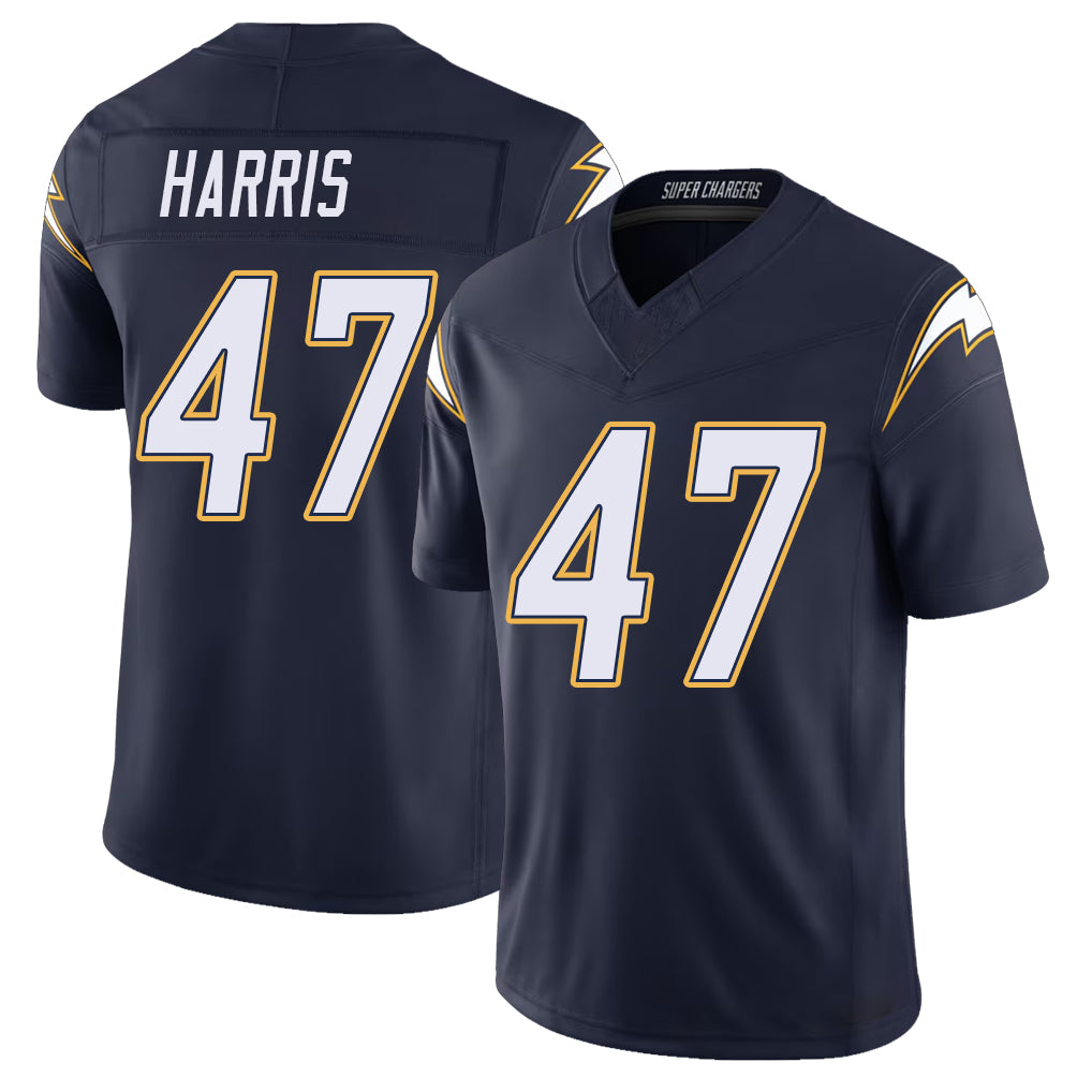 Los Angeles C #47 Harris Player Football V Neck Short Sleeve Navy Jersey Josh For Men Youth Women Gift