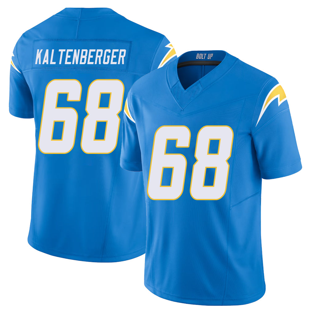 Los Angeles C #68 Kaltenberger Player Football V Neck Short Sleeve Blue Jersey Josh For Men Youth Women Gift