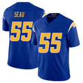 Los Angeles C #55 Seau Player Football V Neck Short Sleeve Royal Jersey Junior For Men Youth Women Gift