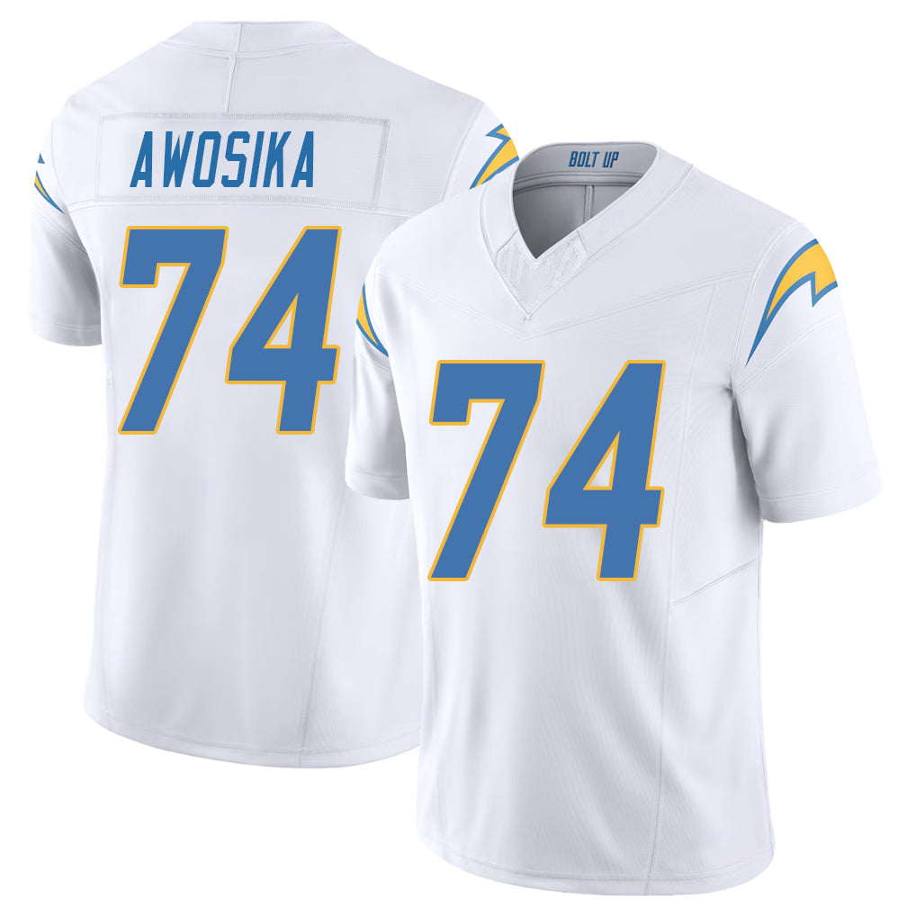 Los Angeles C #74 Awosika Player Football V Neck Short Sleeve White Jersey Kayode For Men Youth Women Gift