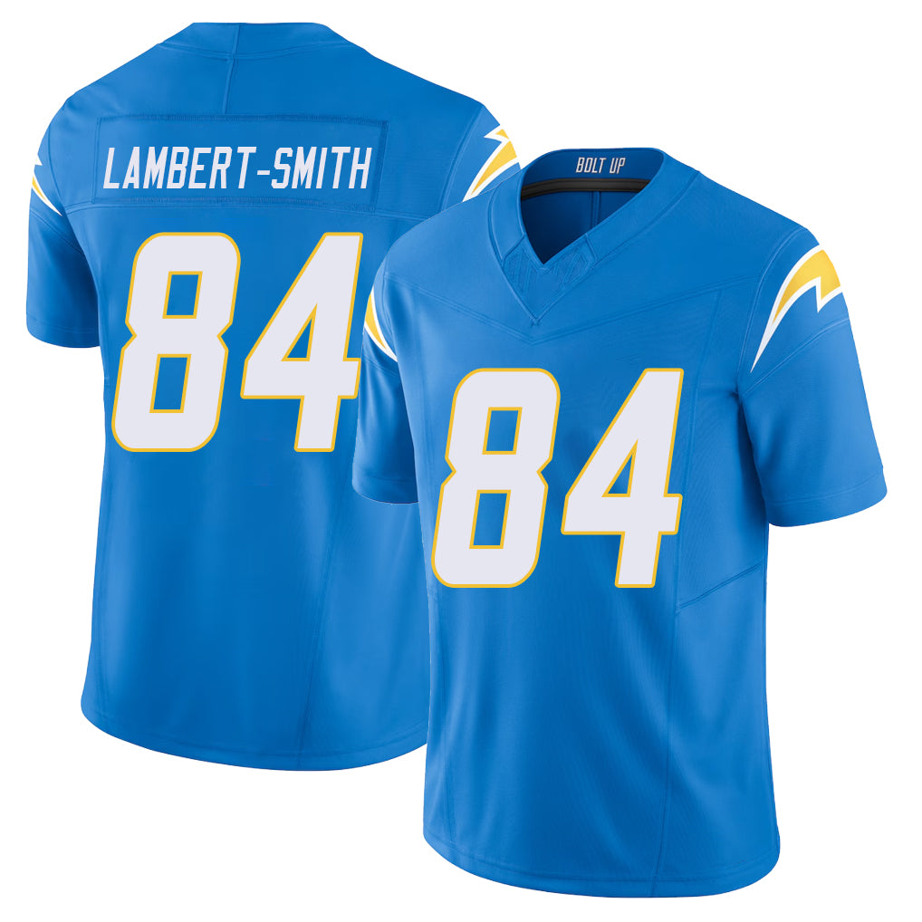 Los Angeles C #84 Lambert-Smith Player Football V Neck Short Sleeve Blue Jersey KeAndre For Men Youth Women Gift