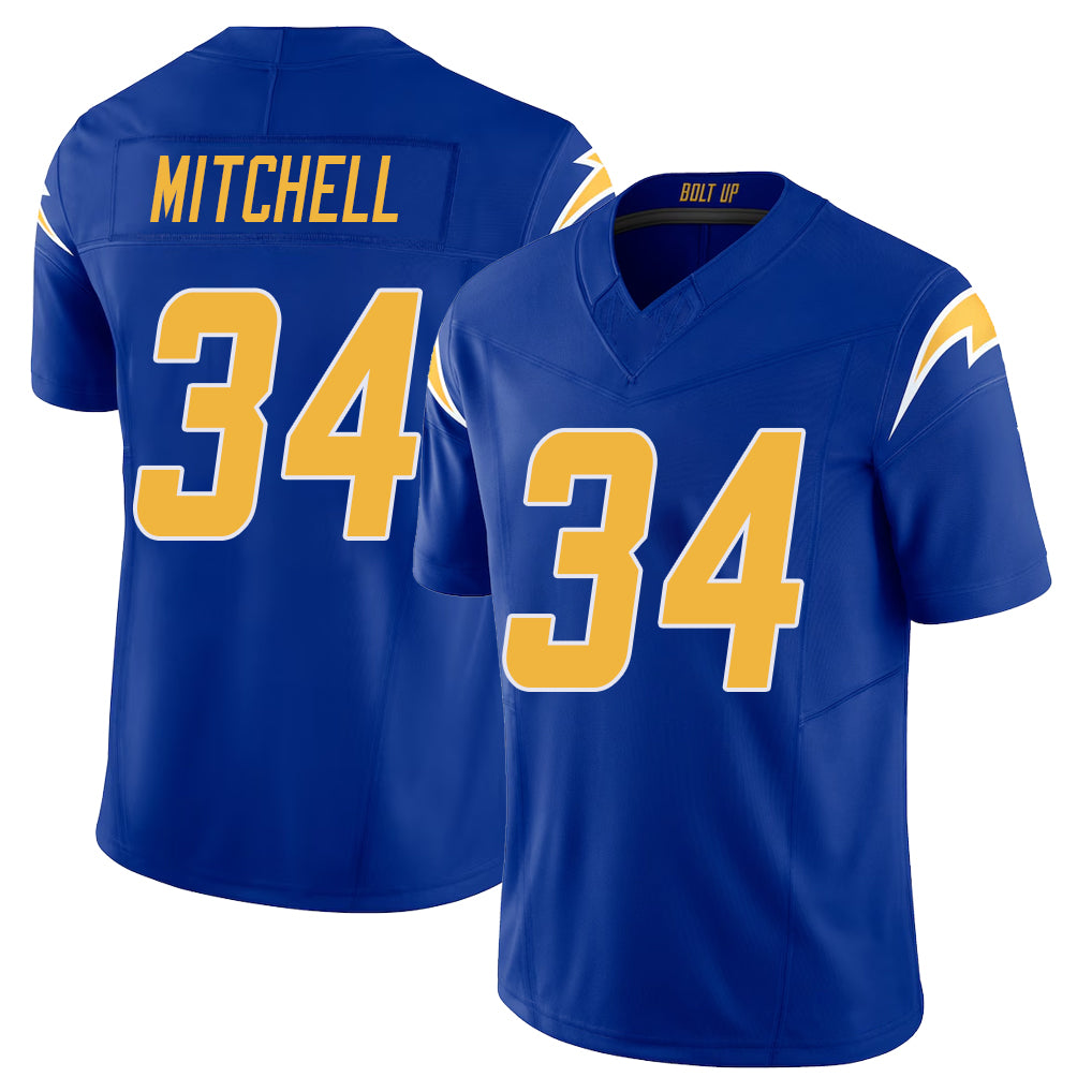 Los Angeles C #34 Mitchell Player Football V Neck Short Sleeve Royal Jersey Keaton For Men Youth Women Gift