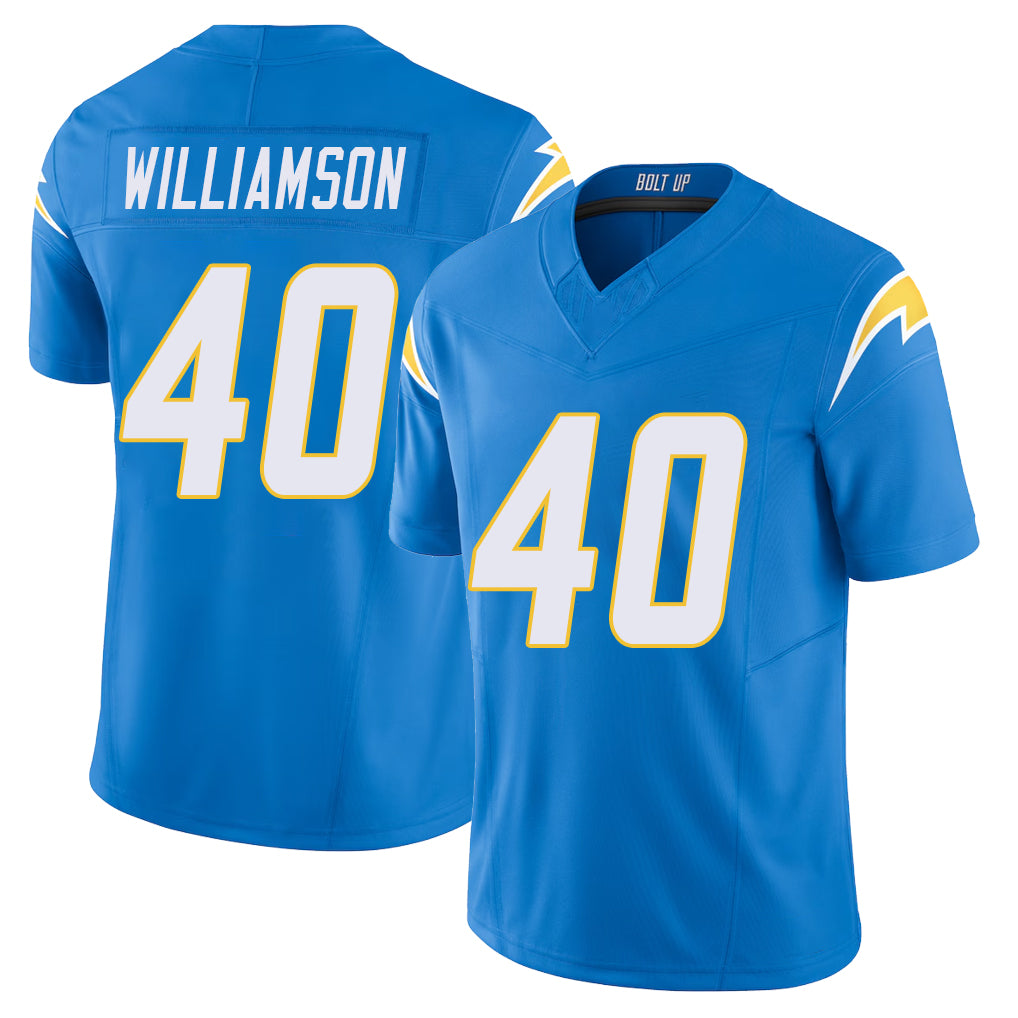 Los Angeles C #40 Williamson Player Football V Neck Short Sleeve Blue Jersey Kendall For Men Youth Women Gift