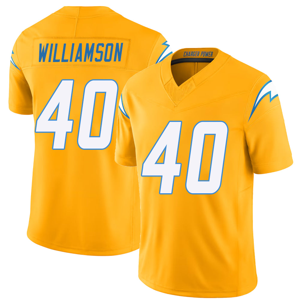 Los Angeles C #40 Williamson Player Football V Neck Short Sleeve Gold Jersey Kendall For Men Youth Women Gift