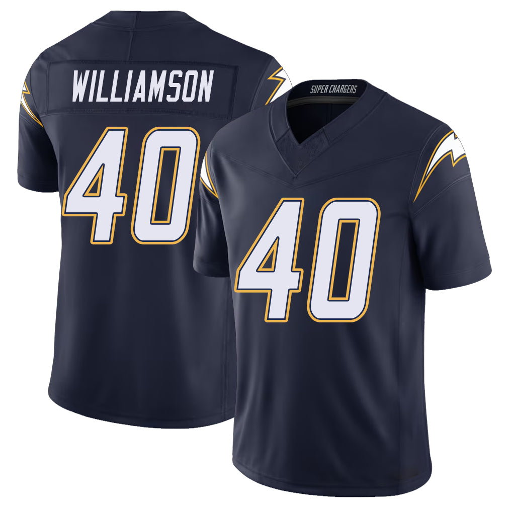 Los Angeles C #40 Williamson Player Football V Neck Short Sleeve Navy Jersey Kendall For Men Youth Women Gift