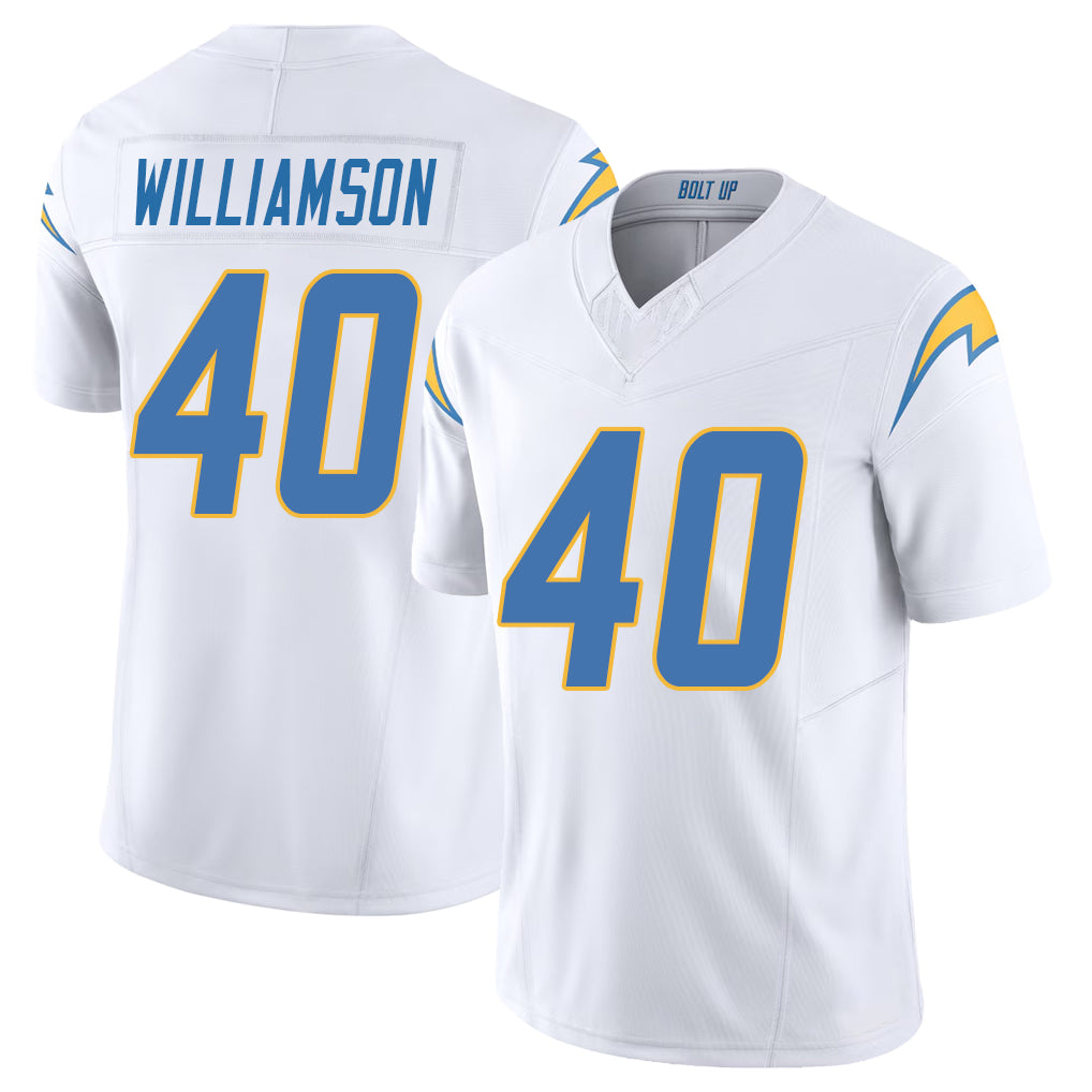 Los Angeles C #40 Williamson Player Football V Neck Short Sleeve White Jersey Kendall For Men Youth Women Gift