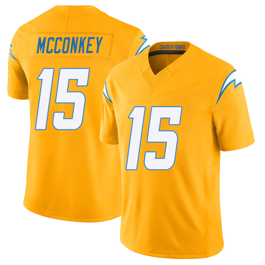 Los Angeles C #15 McConkey Player Football V Neck Short Sleeve Gold Jersey Ladd For Men Youth Women Gift