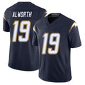 Los Angeles C #19 Alworth Player Football V Neck Short Sleeve Navy Jersey Lance For Men Youth Women Gift