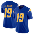 Los Angeles C #19 Alworth Player Football V Neck Short Sleeve Royal Jersey Lance For Men Youth Women Gift