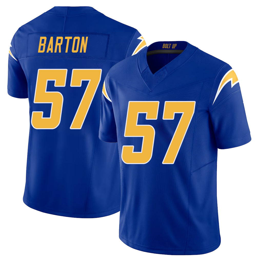Los Angeles C #57 Barton Player Football V Neck Short Sleeve Royal Jersey Lander For Men Youth Women Gift
