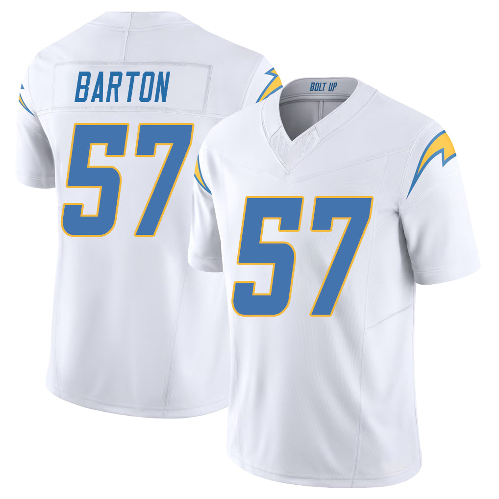 Los Angeles C #57 Barton Player Football V Neck Short Sleeve White Jersey Lander For Men Youth Women Gift