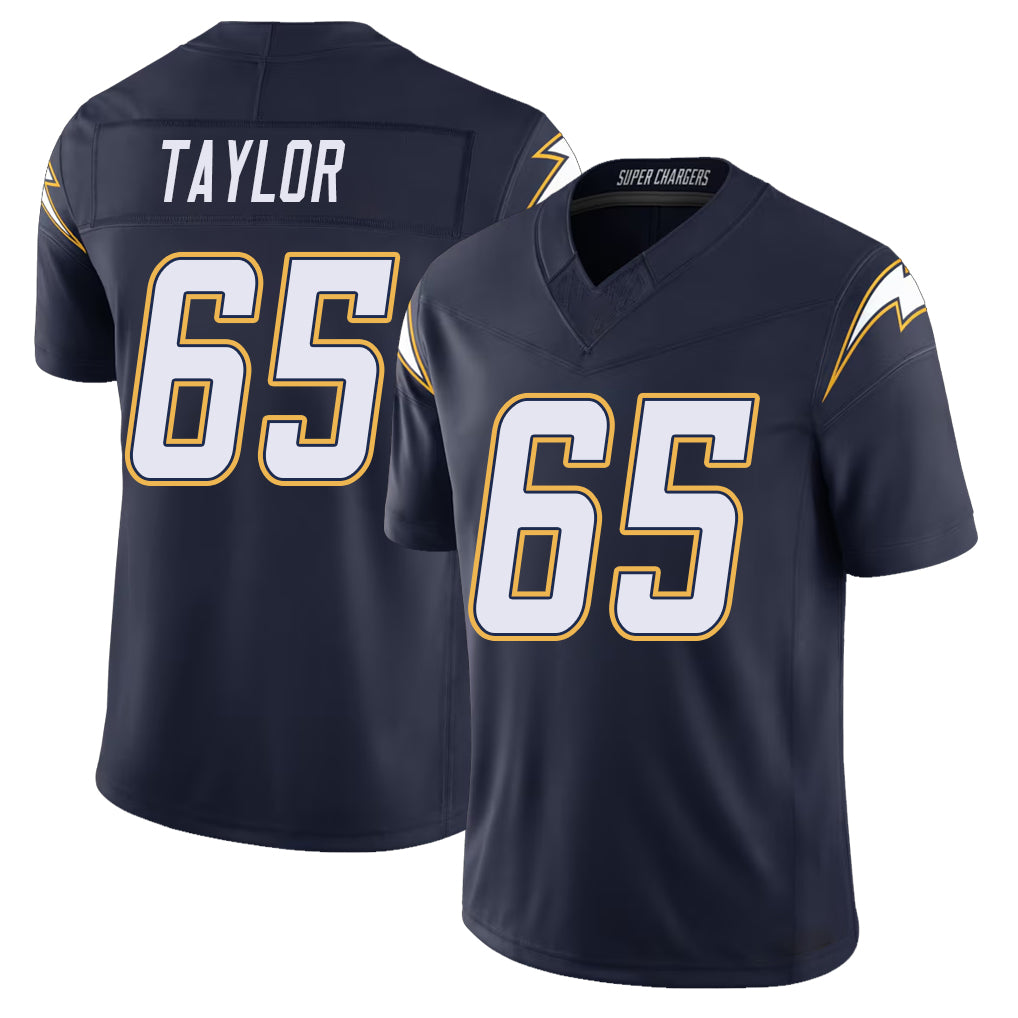 Los Angeles C #65 Taylor Player Football V Neck Short Sleeve Navy Jersey Logan For Men Youth Women Gift