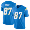 Los Angeles C #87 Grimm Player Football V Neck Short Sleeve Blue Jersey Luke For Men Youth Women Gift