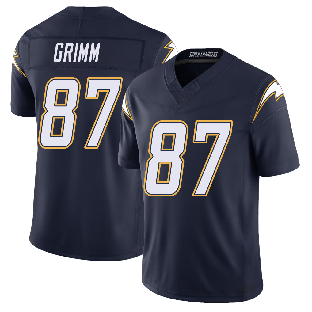 Los Angeles C #87 Grimm Player Football V Neck Short Sleeve Navy Jersey Luke For Men Youth Women Gift