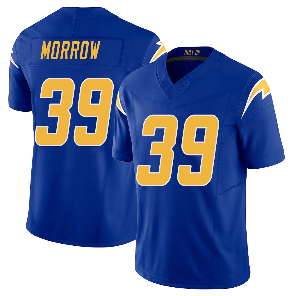 Los Angeles C #39 Morrow Player Football V Neck Short Sleeve Royal Jersey Mante For Men Youth Women Gift