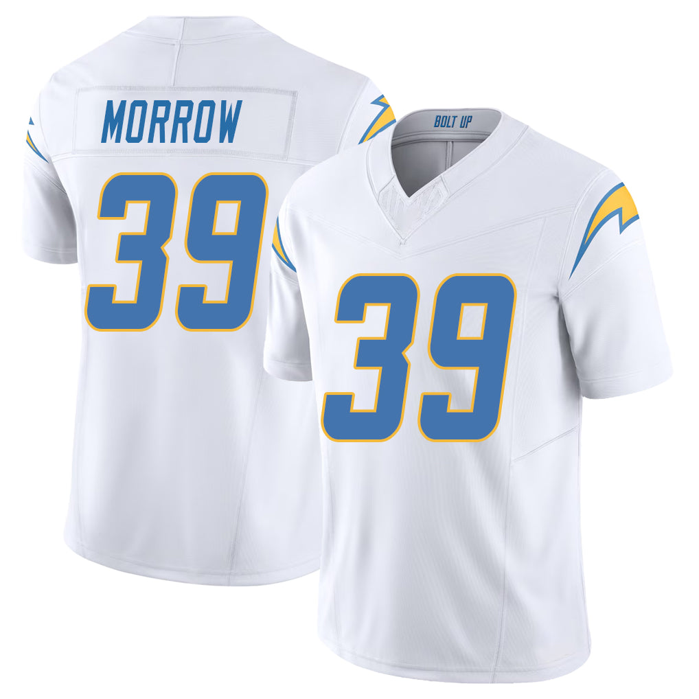 Los Angeles C #39 Morrow Player Football V Neck Short Sleeve White Jersey Mante For Men Youth Women Gift