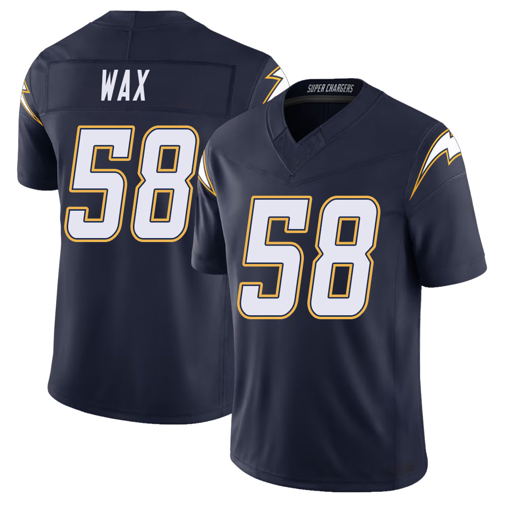 Los Angeles C #58 Wax Player Football V Neck Short Sleeve Navy Jersey Marlowe For Men Youth Women Gift