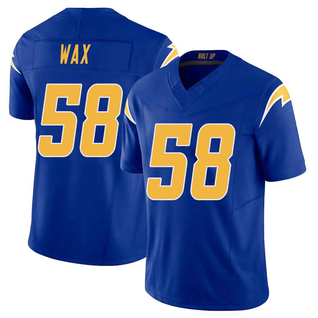 Los Angeles C #58 Wax Player Football V Neck Short Sleeve Royal Jersey Marlowe For Men Youth Women Gift