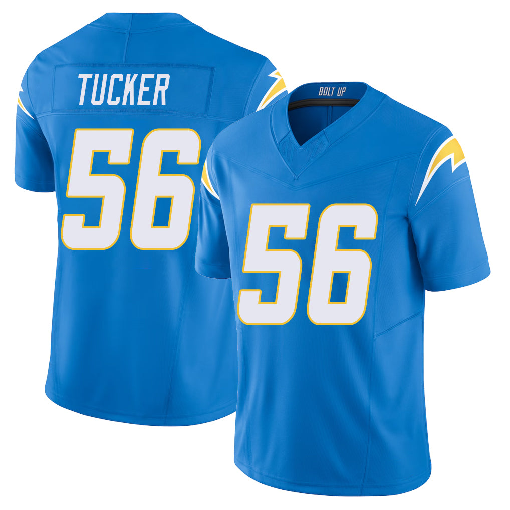 Los Angeles C #56 Tucker Player Football V Neck Short Sleeve Blue Jersey Nadame For Men Youth Women Gift