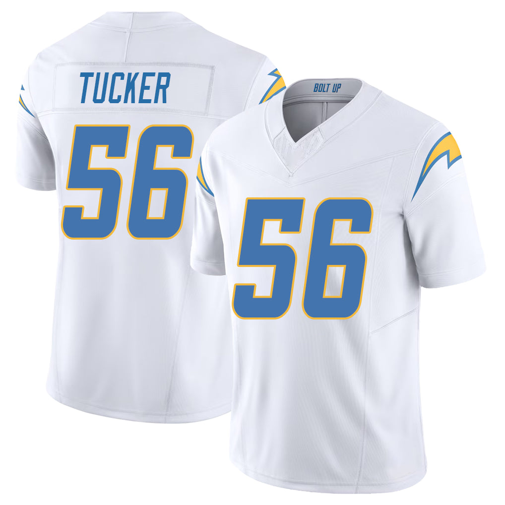 Los Angeles C #56 Tucker Player Football V Neck Short Sleeve White Jersey Nadame For Men Youth Women Gift
