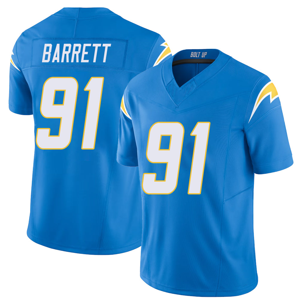 Los Angeles C #91 Barrett Player Football V Neck Short Sleeve Blue Jersey Nick For Men Youth Women Gift