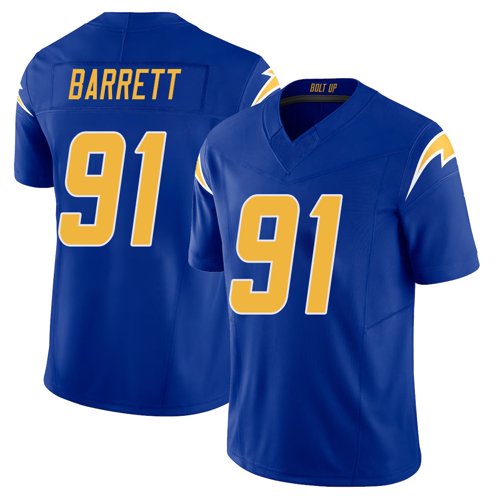 Los Angeles C #91 Barrett Player Football V Neck Short Sleeve Royal Jersey Nick For Men Youth Women Gift