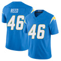 Los Angeles C #46 Reed Player Football V Neck Short Sleeve Blue Jersey Nikko For Men Youth Women Gift