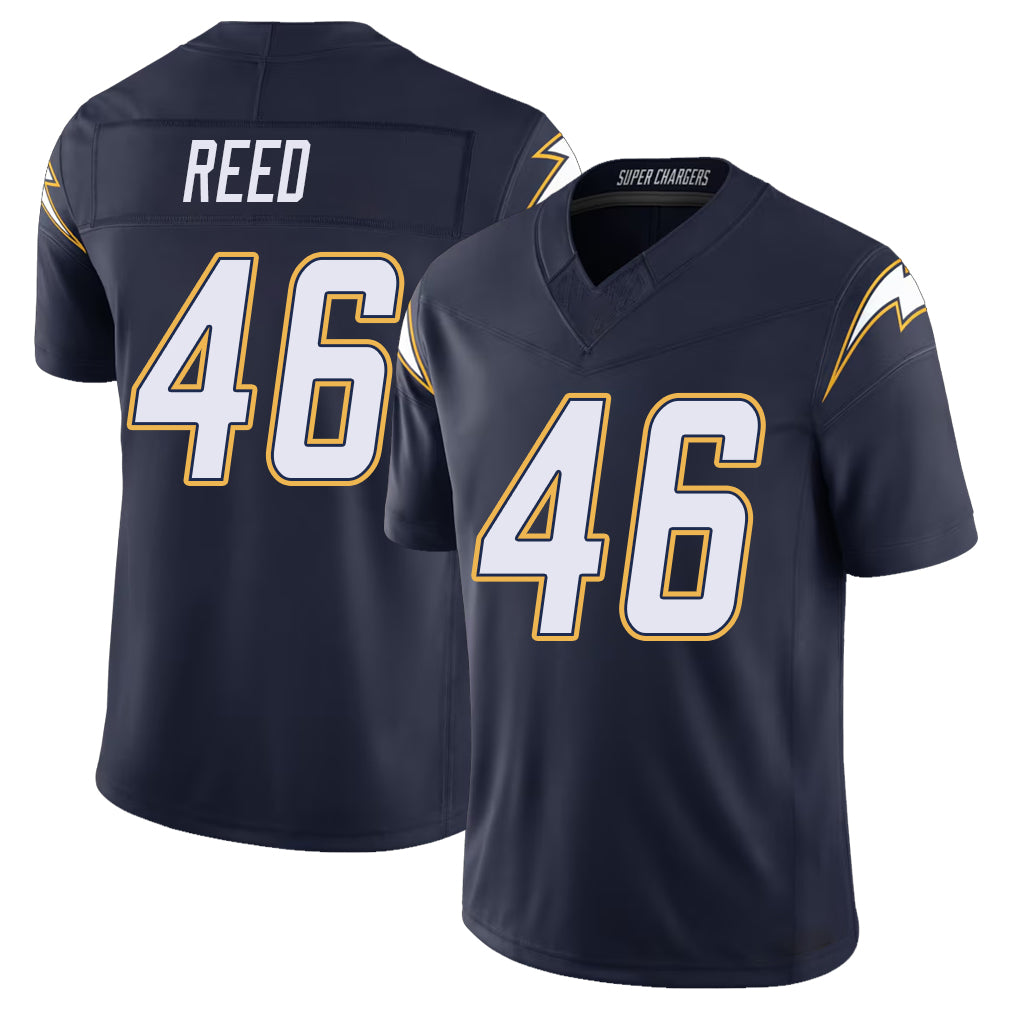 Los Angeles C #46 Reed Player Football V Neck Short Sleeve Navy Jersey Nikko For Men Youth Women Gift