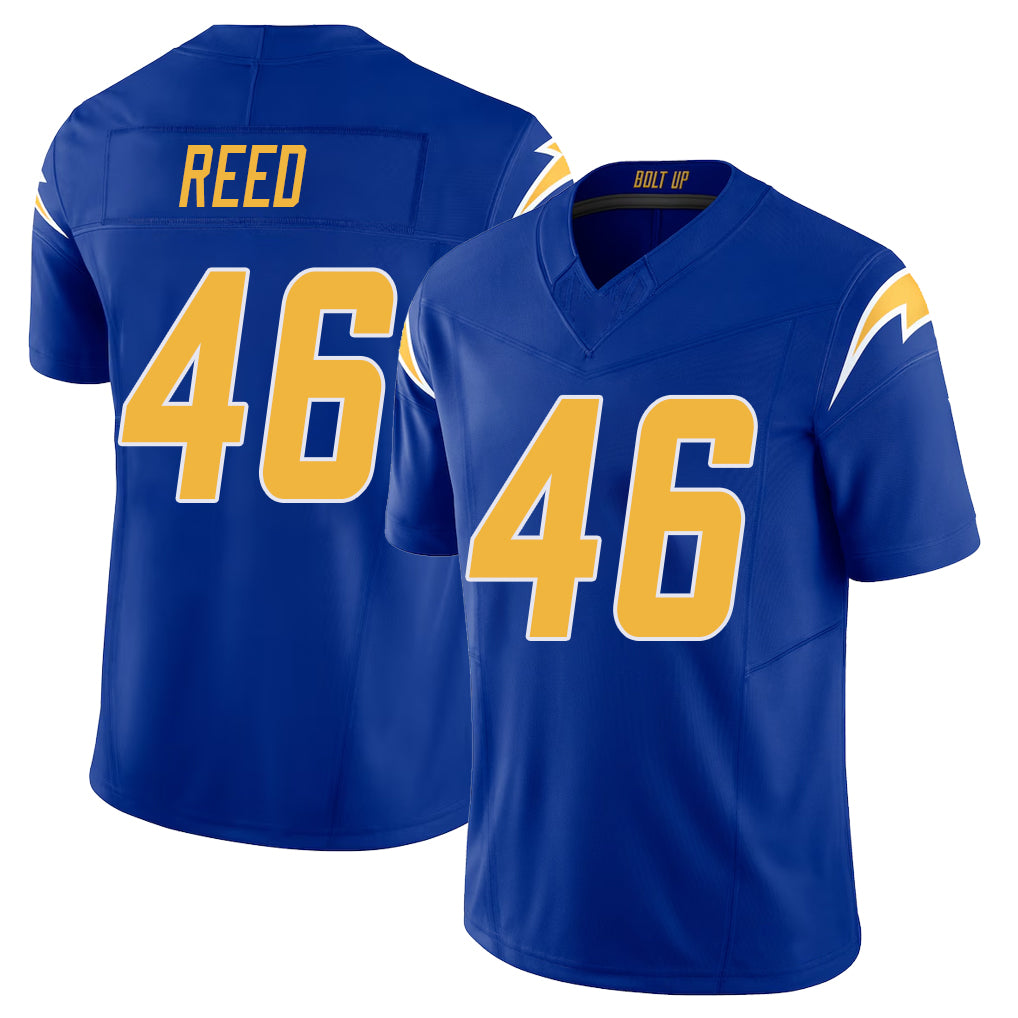 Los Angeles C #46 Reed Player Football V Neck Short Sleeve Royal Jersey Nikko For Men Youth Women Gift