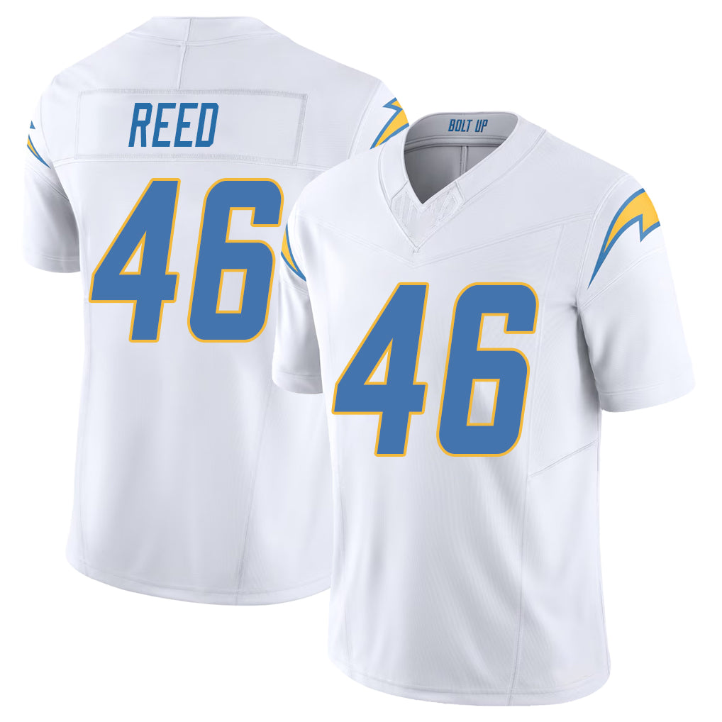 Los Angeles C #46 Reed Player Football V Neck Short Sleeve White Jersey Nikko For Men Youth Women Gift